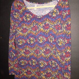 NWOT LuLaRoe Lynnae Top Colorful Floral Garland Tee Long Sleeve Shirt High Low